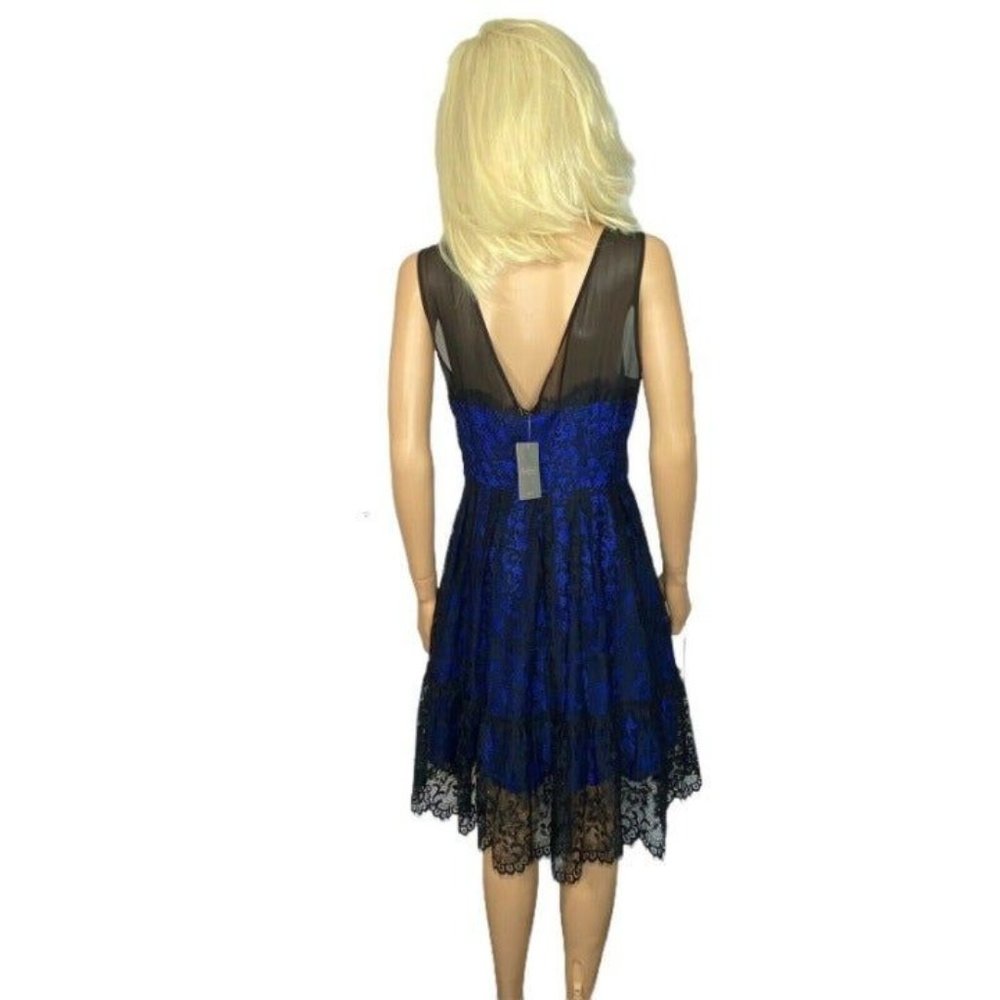 NWT Anthropologie Moulinette Soeurs Size 8 Blue Black Lace Party Dress $178 - Picture 3 of 12